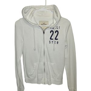 Hollister Co. White Hollister Logo Zip Up Jacket